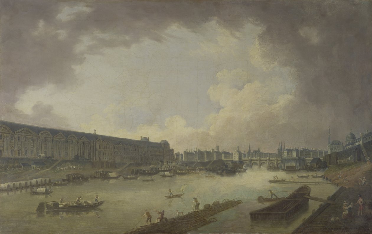 Veduta del Pont Neuf e delle Galeries du Louvre dal Pont Royal da Pierre Antoine Demachy