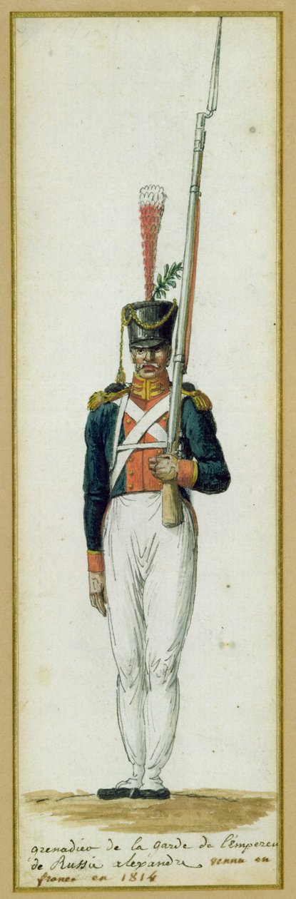 Granatiere della Guardia di Alessandro I durante una visita in Francia nel 1814 da Pierre Antoine Lesueur