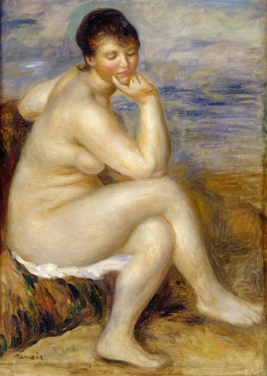 Bagnante seduto su una roccia, 1882 da Pierre Auguste Renoir