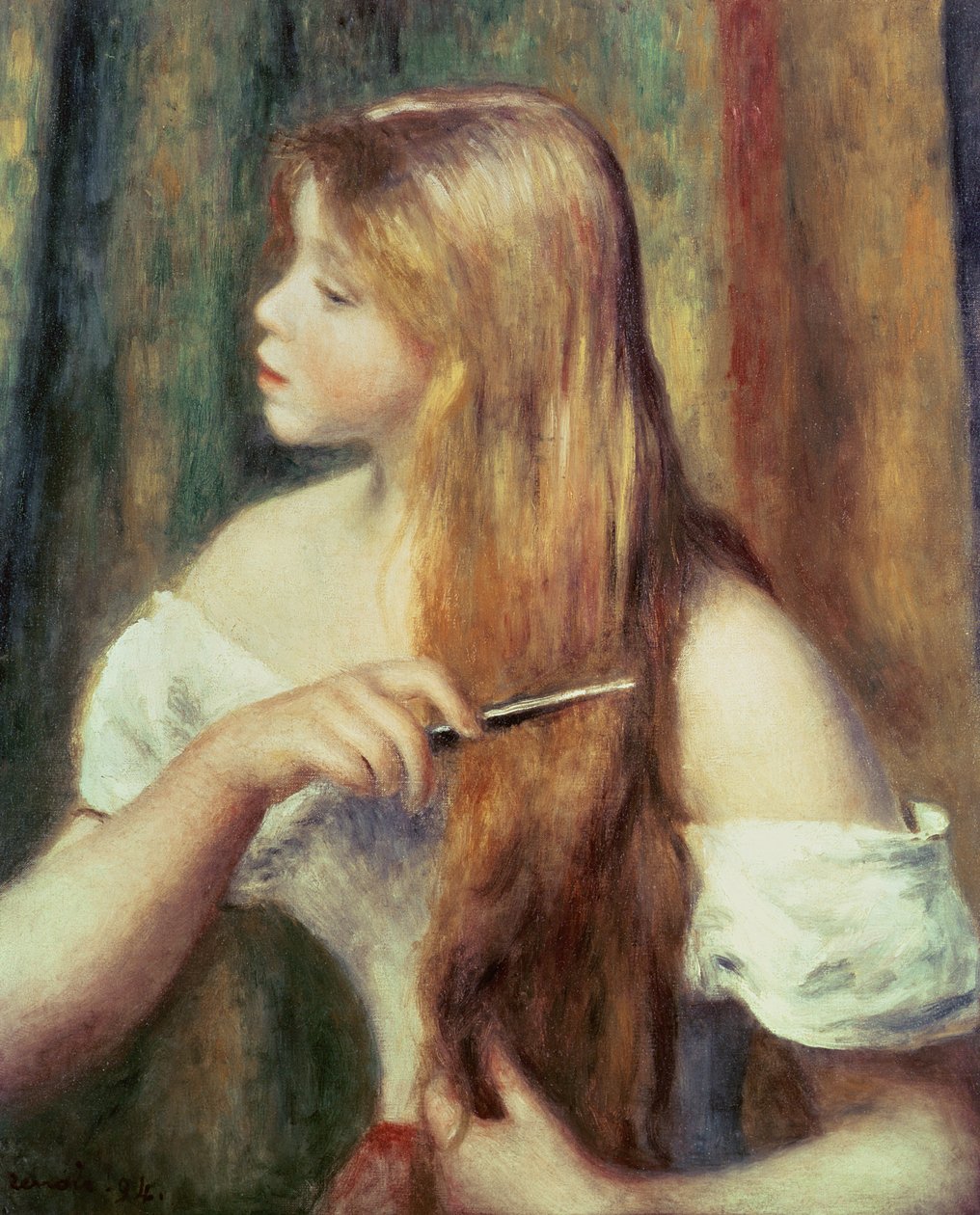 Ragazza bionda che si pettina da Pierre-Auguste Renoir