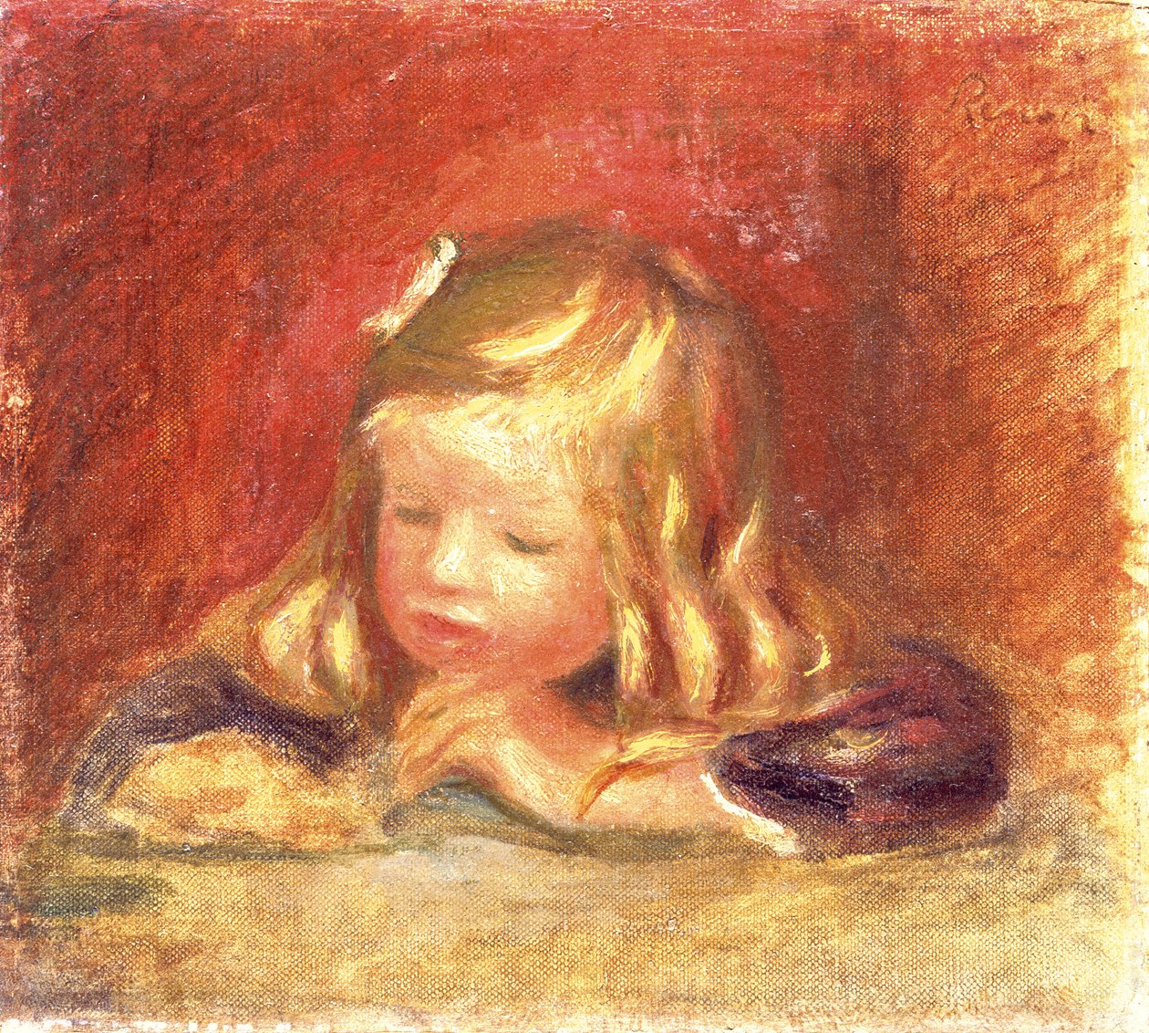 Coco al tavolo (Claude Renoir che legge), 1905 da Pierre Auguste Renoir