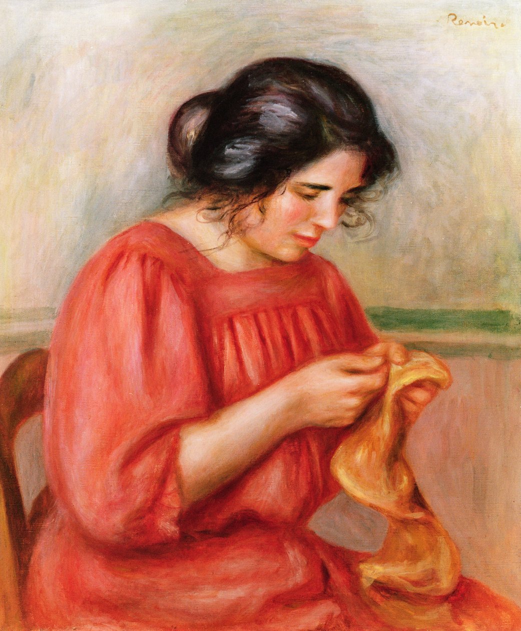 Gabrielle che rammenda, 1908 da Pierre Auguste Renoir