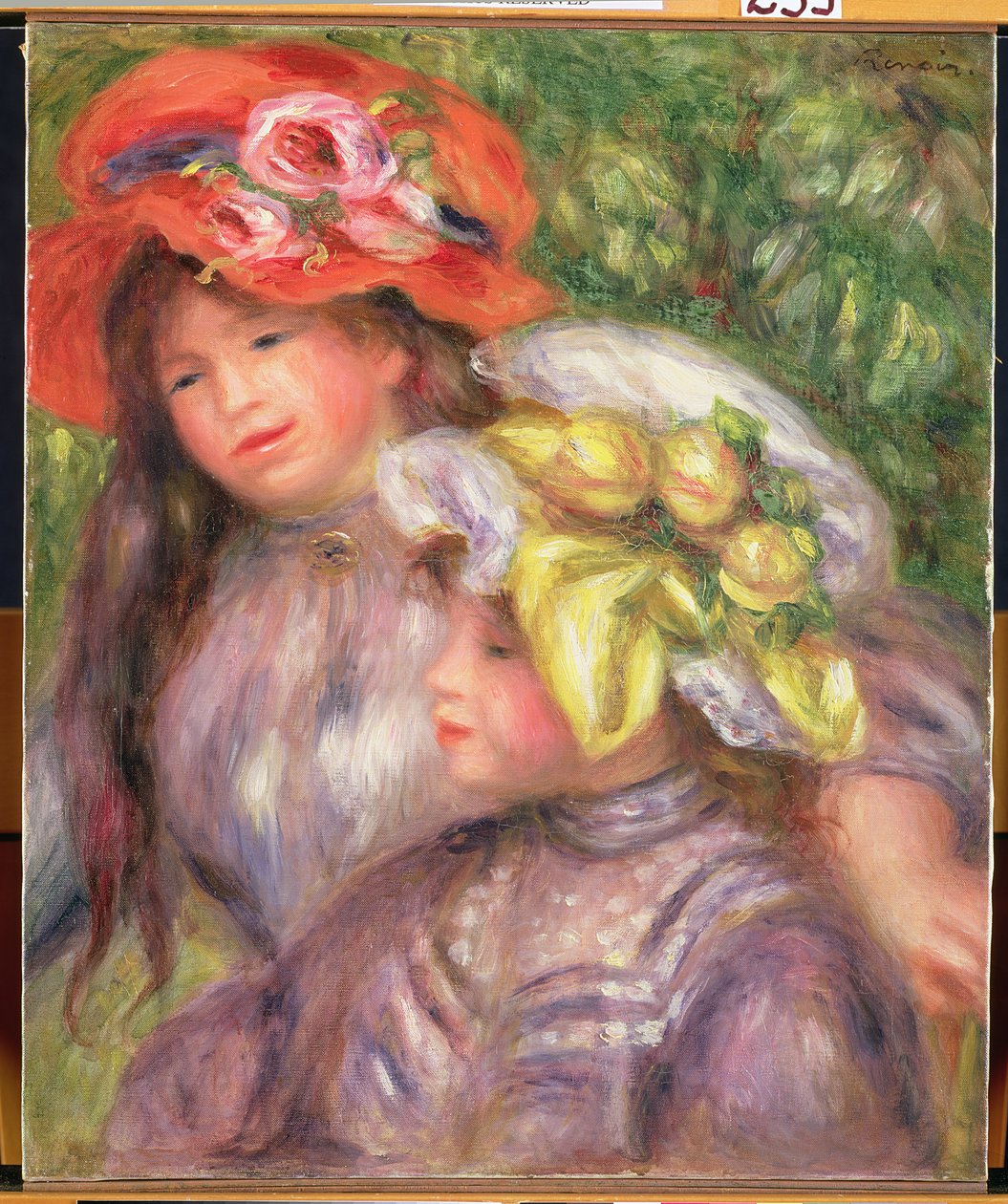 Teste di Due Ragazze con Cappelli da Pierre-Auguste Renoir