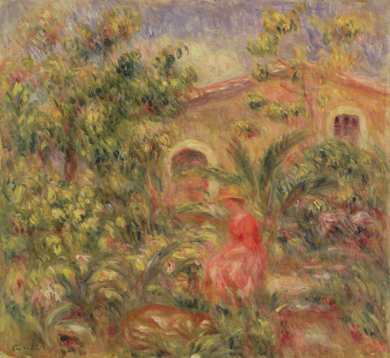 Paesaggio con donna e cane, 1917 da Pierre Auguste Renoir