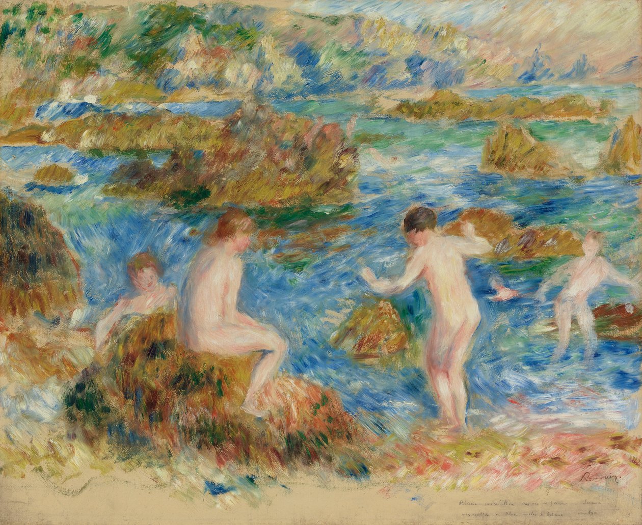 Ragazzi nudi tra le rocce a Guernesey da Pierre Auguste Renoir