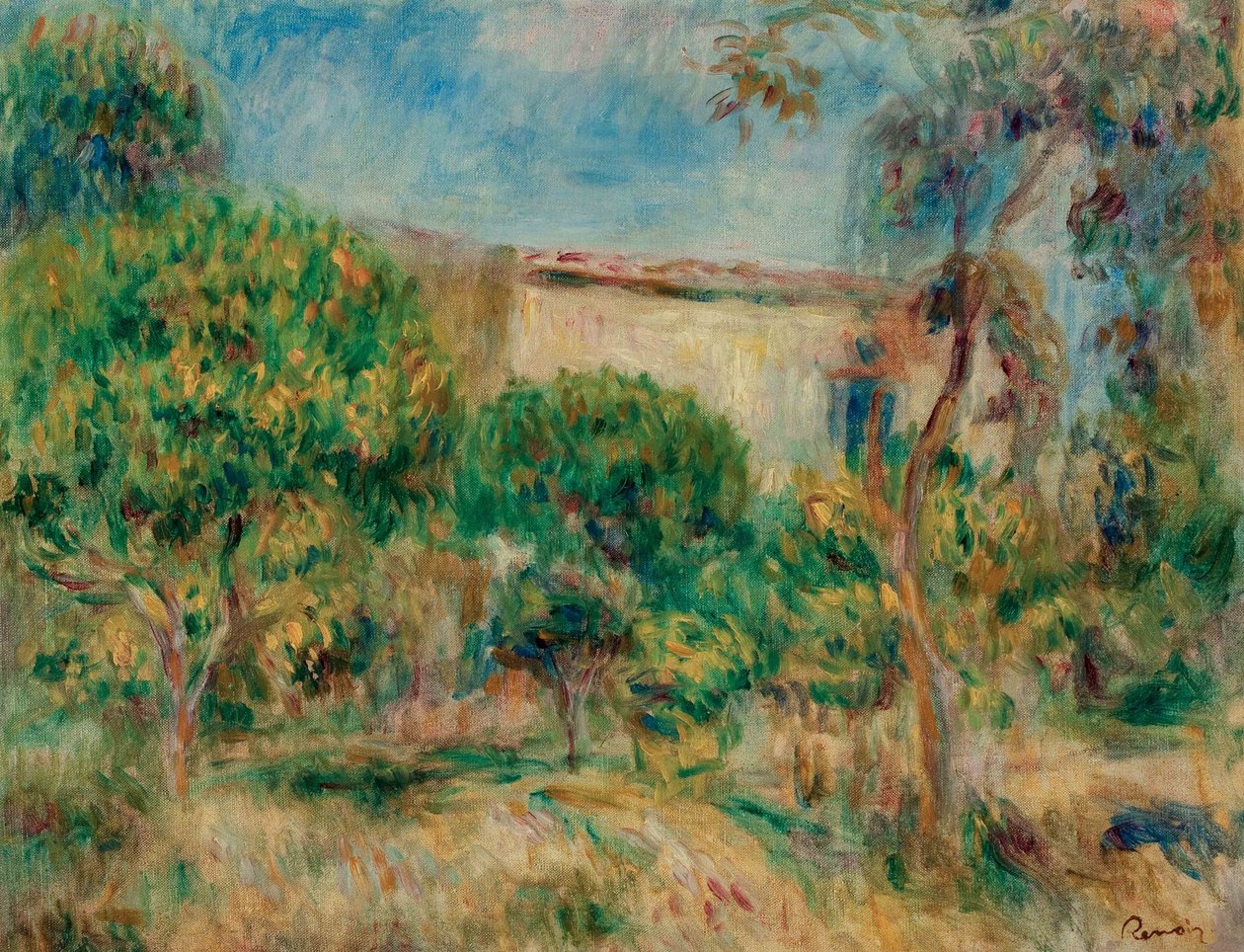 Paesaggio, la casa vista dalla fattoria da Pierre Auguste Renoir