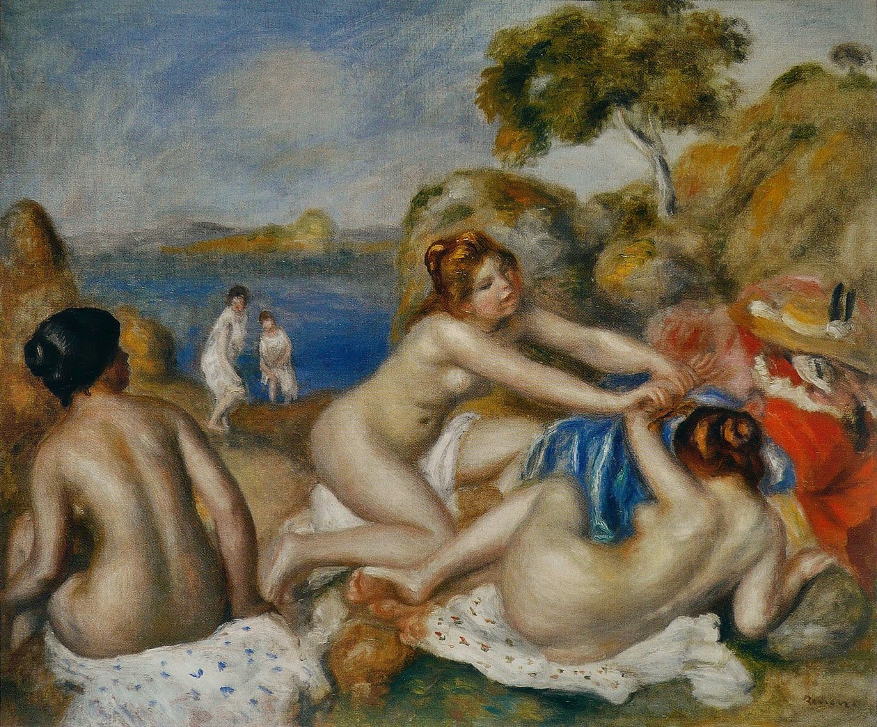 Tre bagnanti con un granchio da Pierre-Auguste Renoir