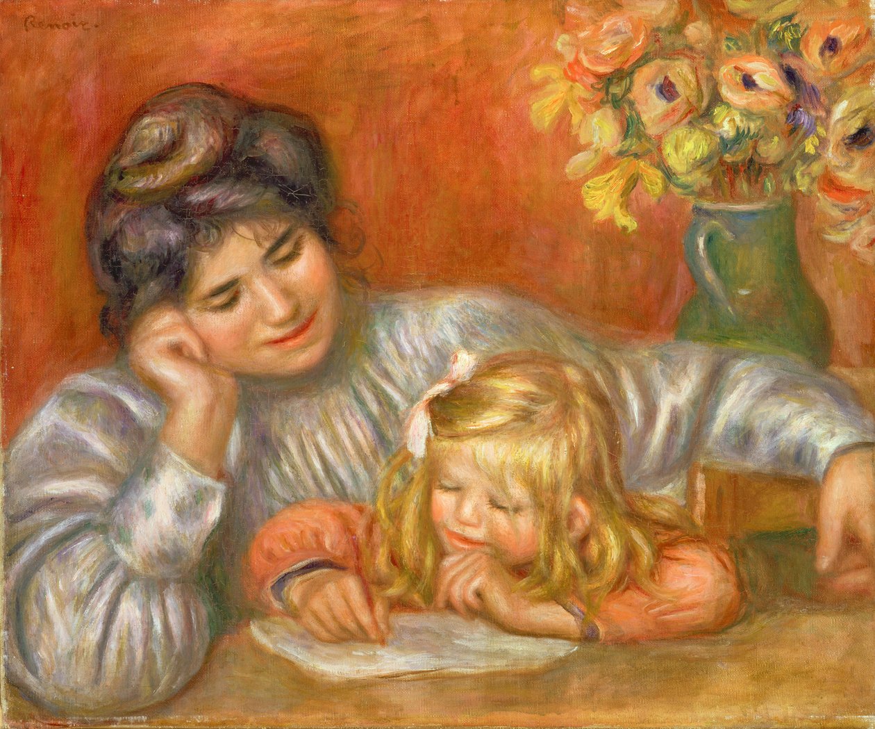 Lezione di scrittura (Gabrielle e Claude), 1905 da Pierre Auguste Renoir
