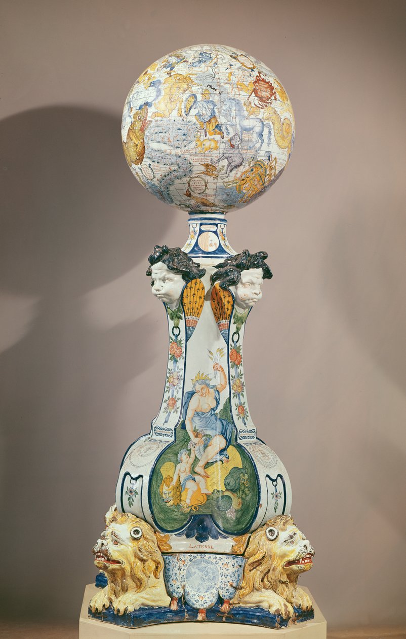 Sfera celeste su un piedistallo con quattro leoni, 1725 da Pierre Chapelle