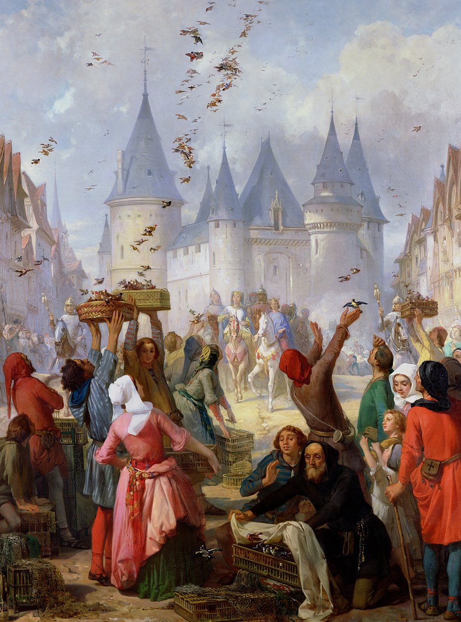 Il ritorno di San Luigi (1214-70) e Bianca di Castiglia (1188-1252) a Notre-Dame, Parigi, prima del 1857 da Pierre Charles Marquis
