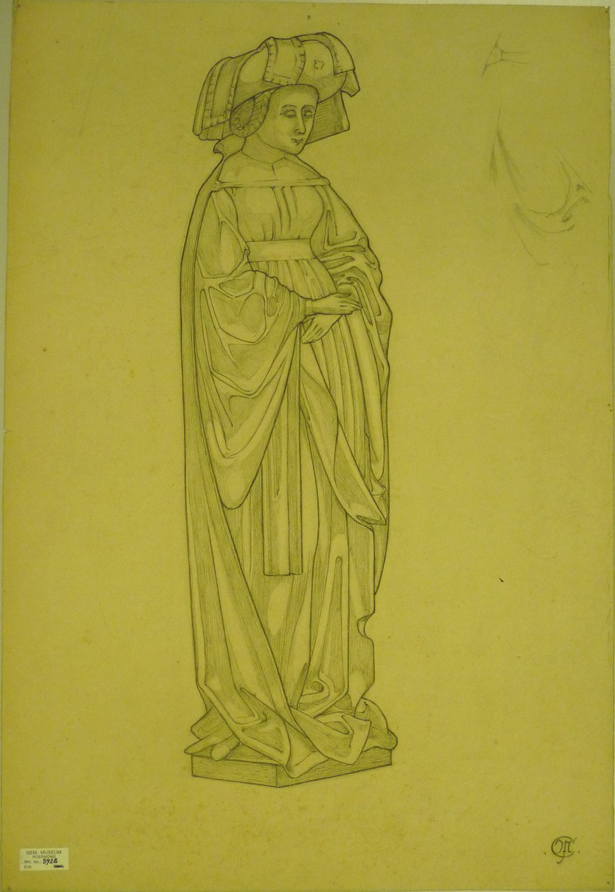 Disegno dopo uno dei piangenti dalla tomba di Isabella di Borbone da Pierre Cuypers