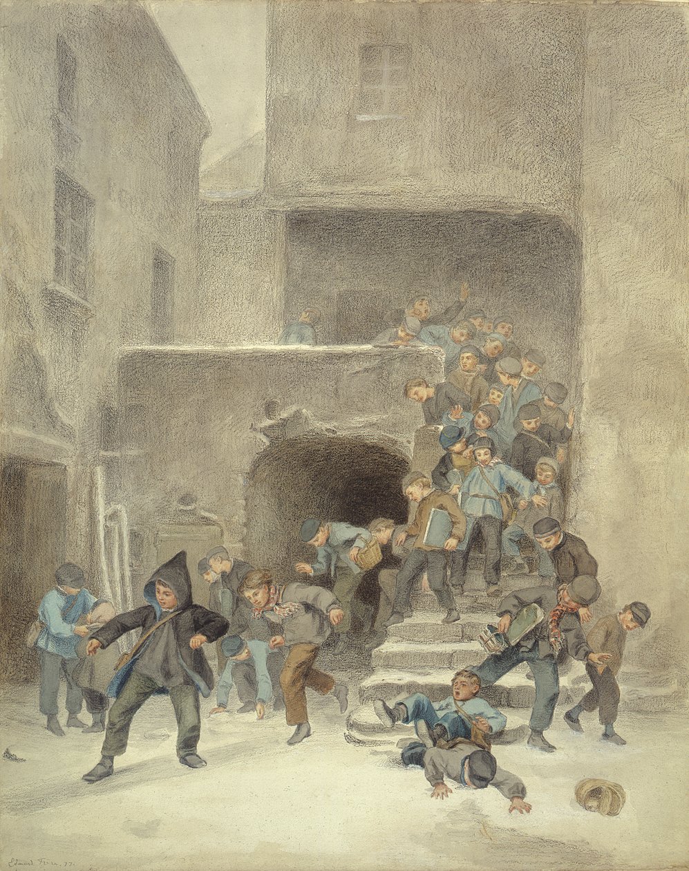 Fuori dalla scuola, XIX secolo da Pierre Edouard Frere