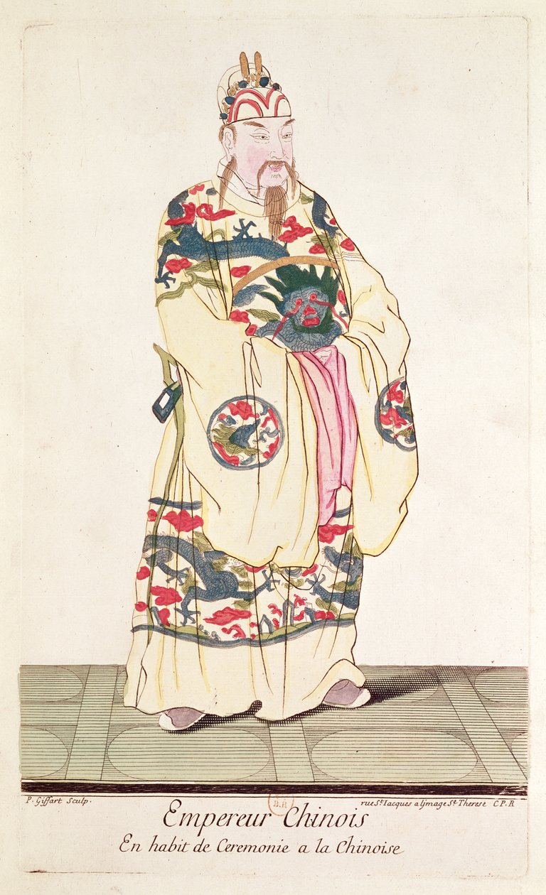 Imperatore cinese in costume cerimoniale, dal libro 