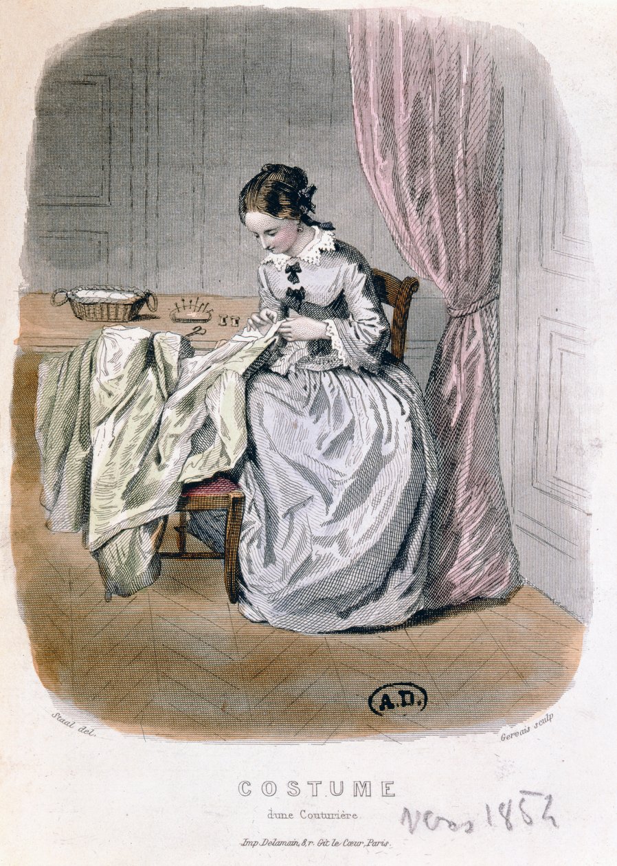 Un sarto al lavoro, inciso da Gervais (19° secolo) 1854 da Pierre Gustave Eugene Staal
