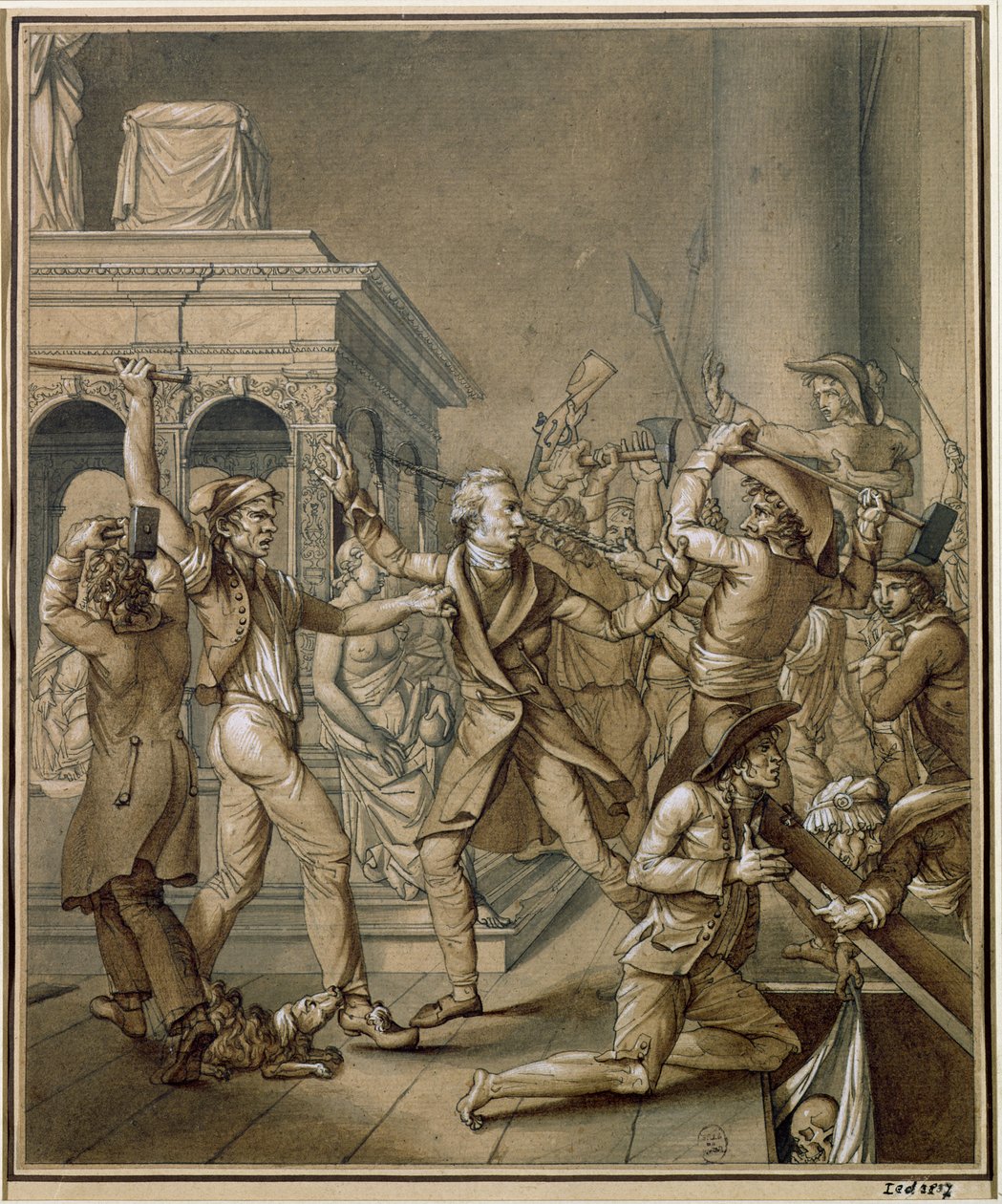 Alexandre Lenoir (1761-1839) che si oppone alla distruzione delle tombe reali della monarchia francese nella Chiesa di Saint-Denis da Pierre Joseph Lafontaine