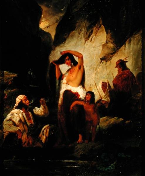 La sosta degli zingari nelle montagne di Ronda, 1832 da Pierre Jules Jollivet