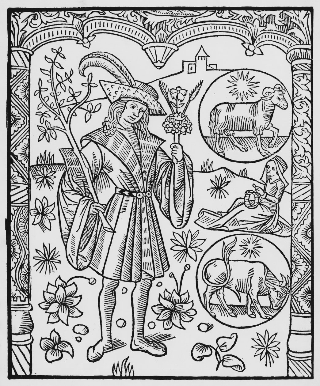 Aprile, fiori, Ariete, illustrazione da 