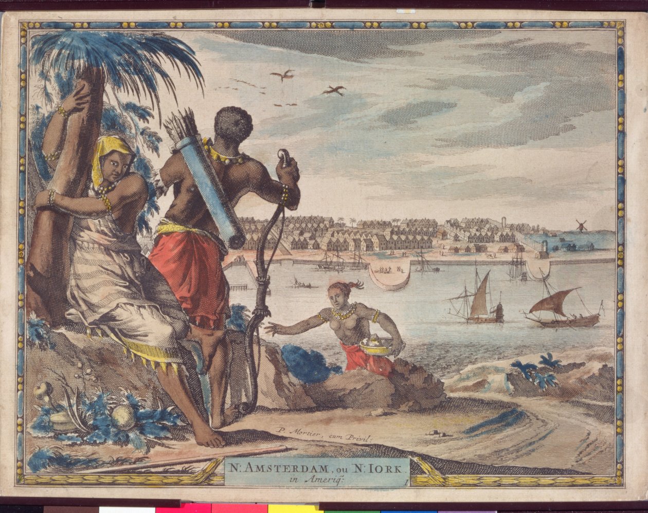 Nuova Amsterdam o New York in America, c.1700 da Pierre Mortier