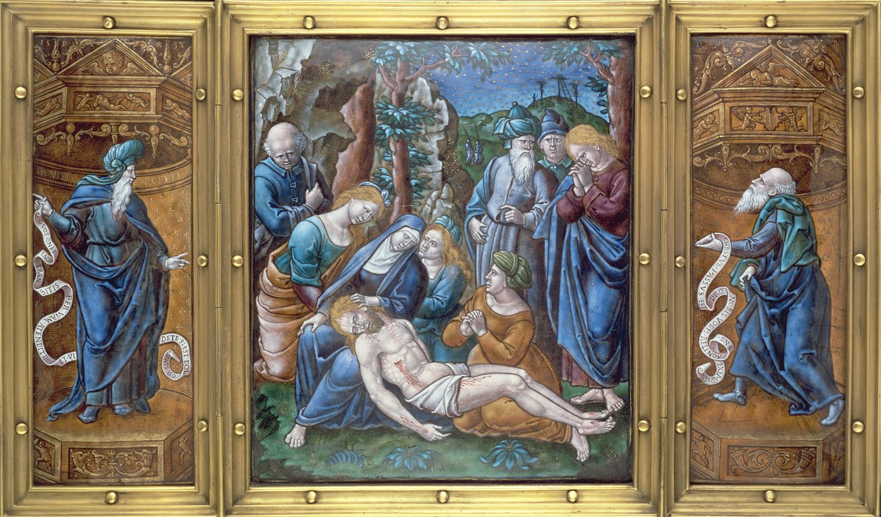 Trittico: la Lamentazione, Daniele e San Pietro, Limoges, Francia, 1538 da Pierre Raymond