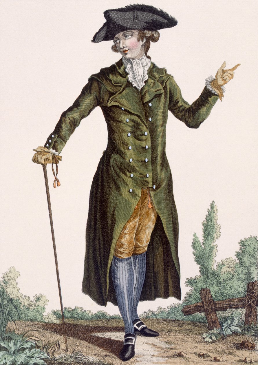 Gentiluomo in cappotto verde, tavola da 