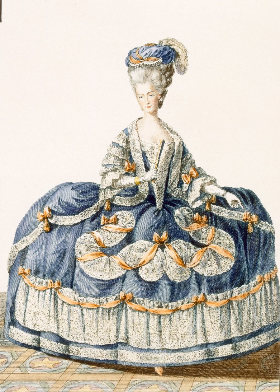 Abito da ballo della corte reale, inciso da Le Roy, tavola da 