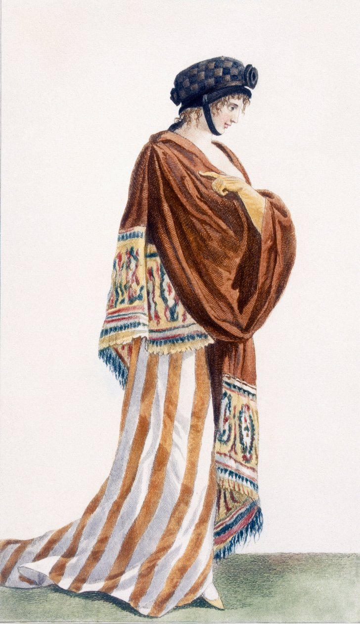 Abito da Donna con Sciarpa di Velluto, illustrazione da 