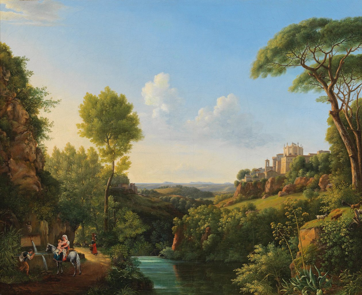 Paesaggio italiano con viaggiatori presso un pozzo da Pierre Athanase Chauvin