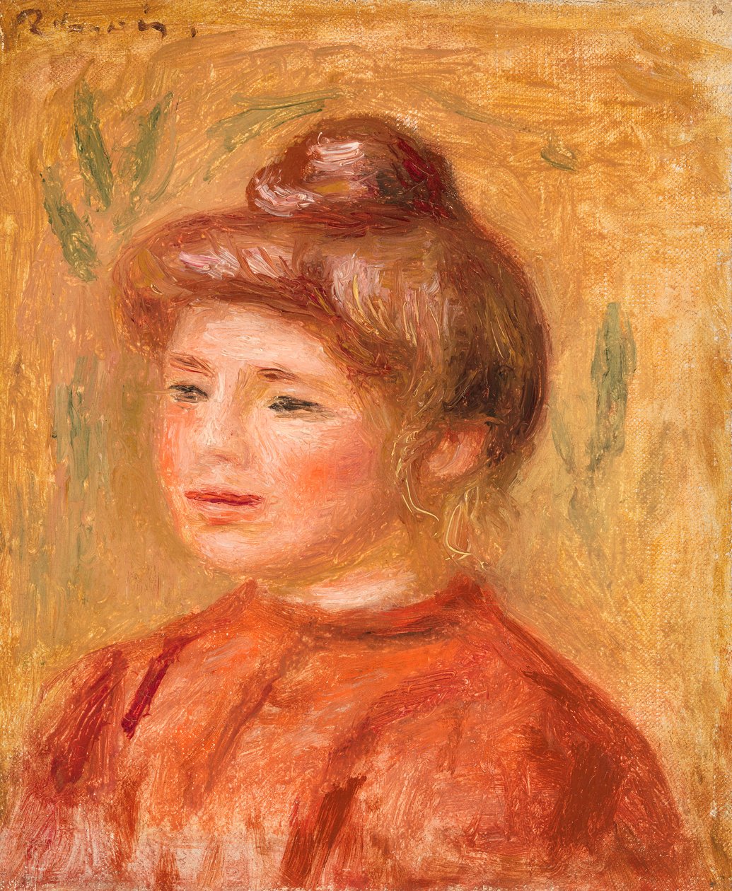 Busto di donna in rosso da Pierre-Auguste Renoir