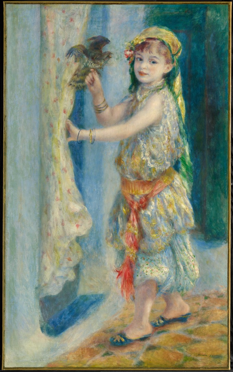 Bambino con un uccello (Mademoiselle Fleury in costume algerino) da Pierre-Auguste Renoir