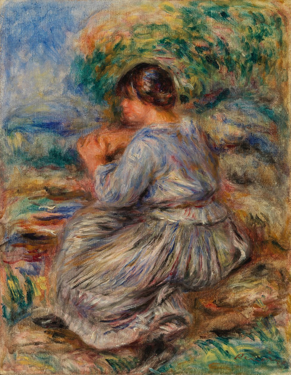 Ragazza seduta in un giardino da Pierre-Auguste Renoir