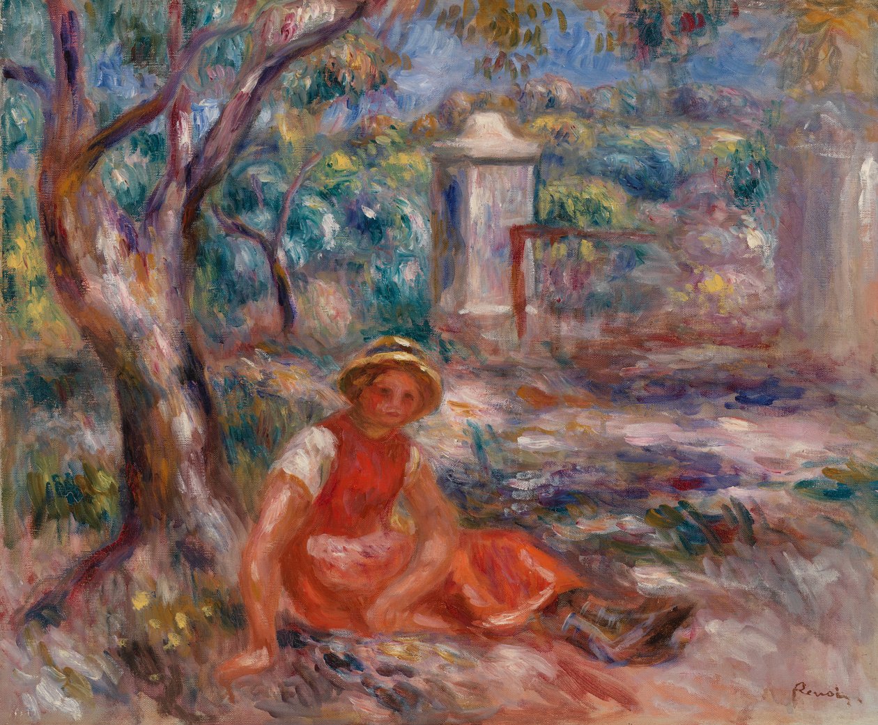 Fanciulla ai piedi di un albero da Pierre-Auguste Renoir