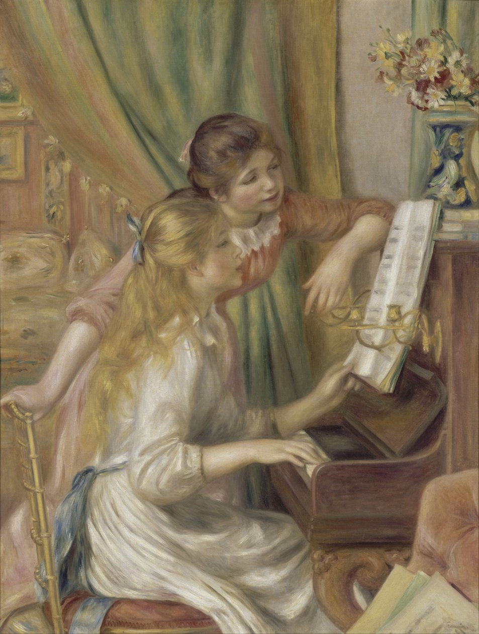 Giovani ragazze al pianoforte da Pierre-Auguste Renoir
