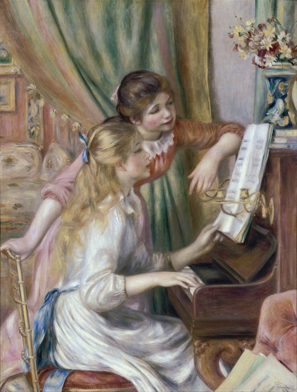 Giovani ragazze al pianoforte da Pierre-Auguste Renoir