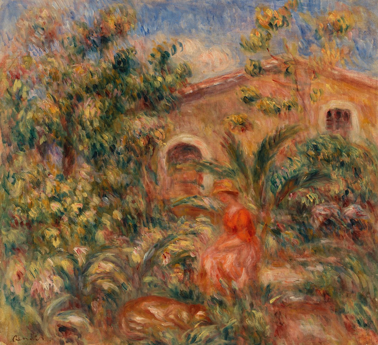 Paesaggio con donna e cane da Pierre-Auguste Renoir