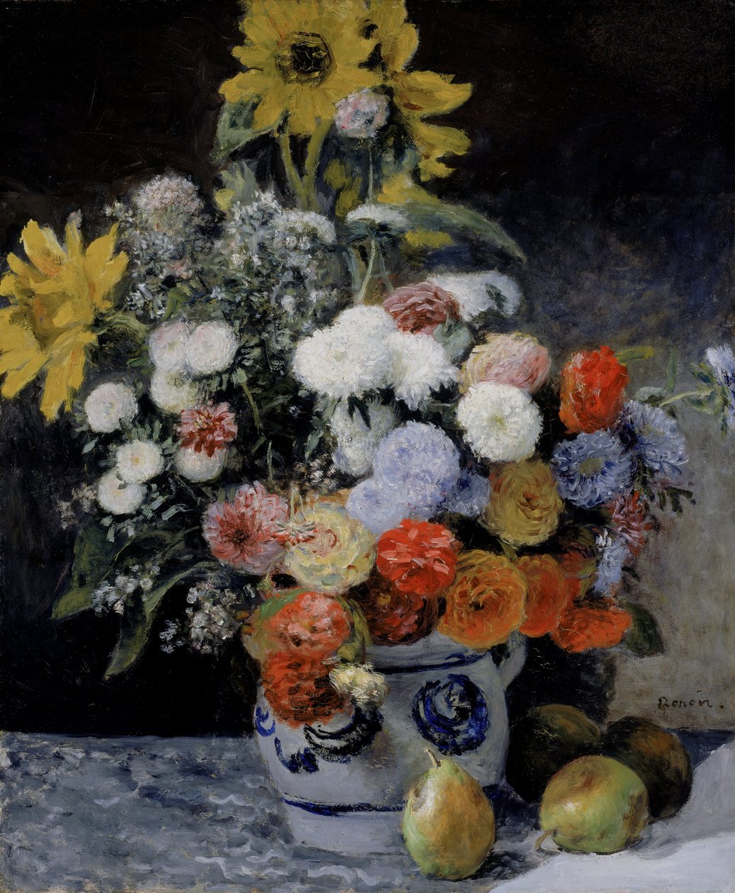 Fiori misti in un vaso di terracotta da Pierre-Auguste Renoir
