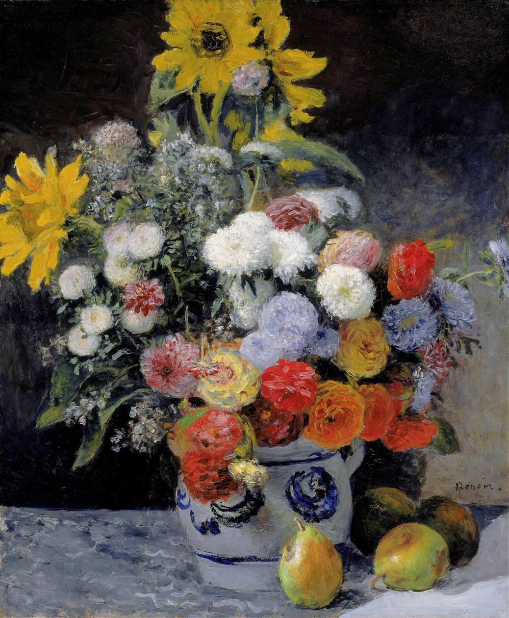 Fiori misti in un vaso di terracotta da Pierre-Auguste Renoir