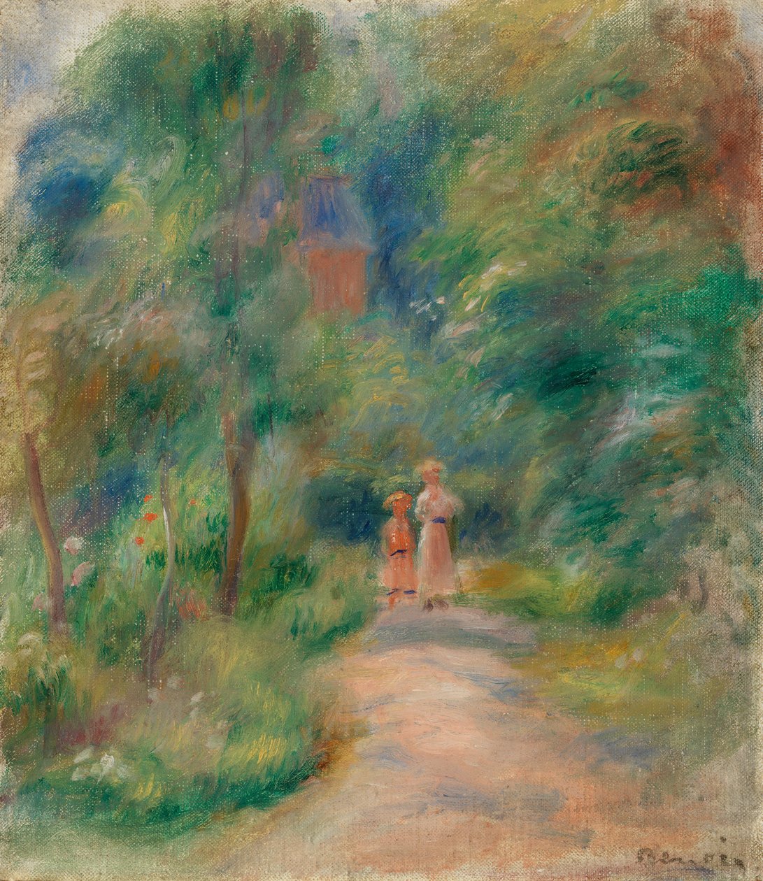 Due figure su un sentiero da Pierre-Auguste Renoir