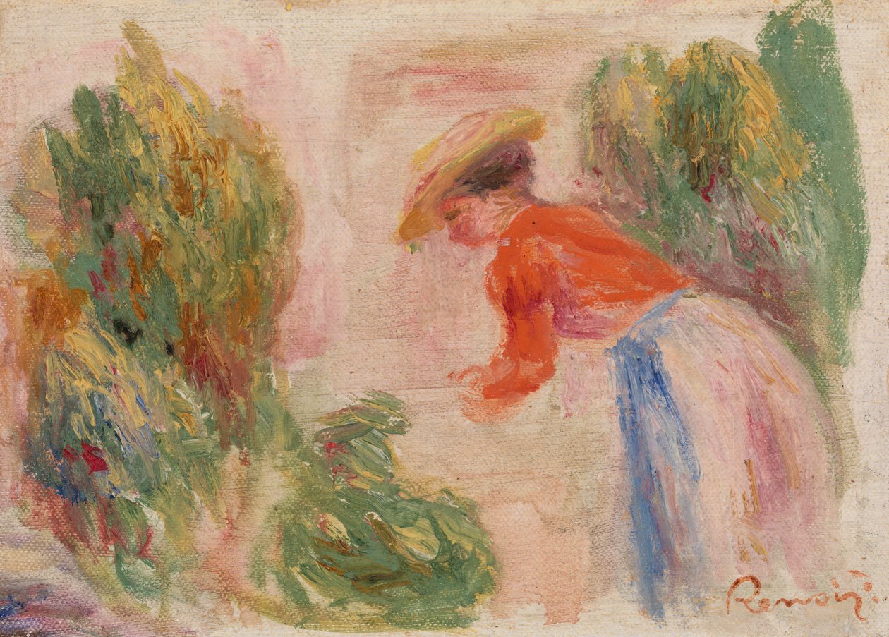 Donna che Raccoglie Fiori da Pierre-Auguste Renoir