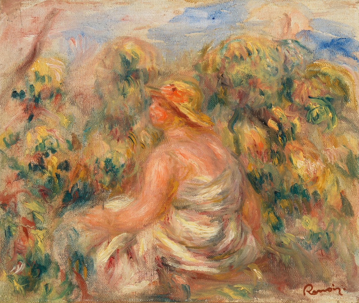 Donna con cappello in un paesaggio da Pierre-Auguste Renoir
