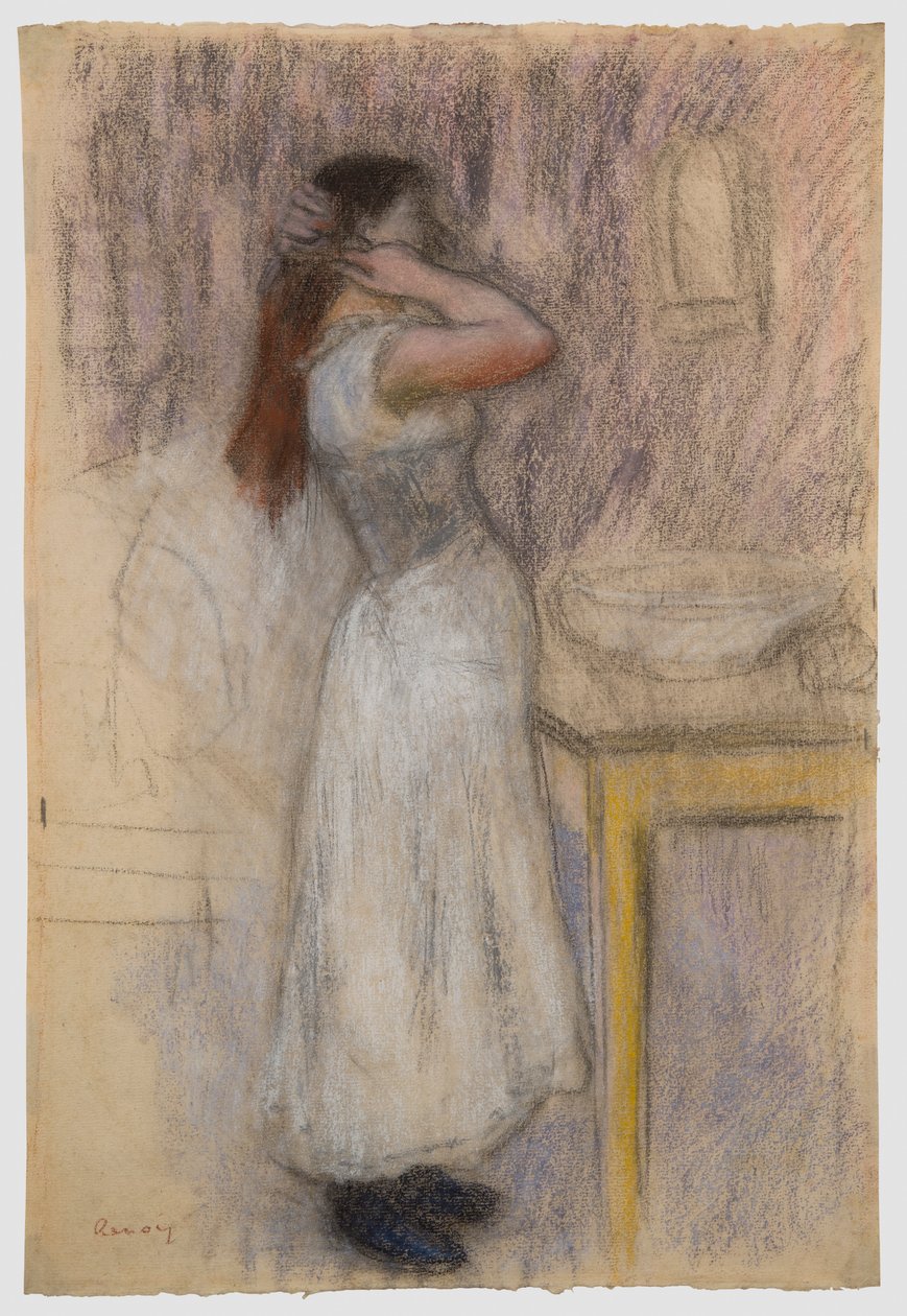 Giovane donna alla toeletta da Pierre-Auguste Renoir