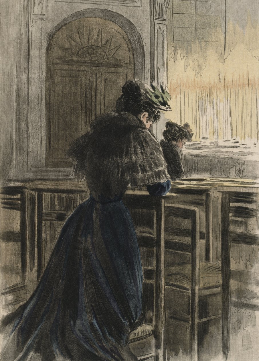 Devozioni in chiesa, illustrazione da 