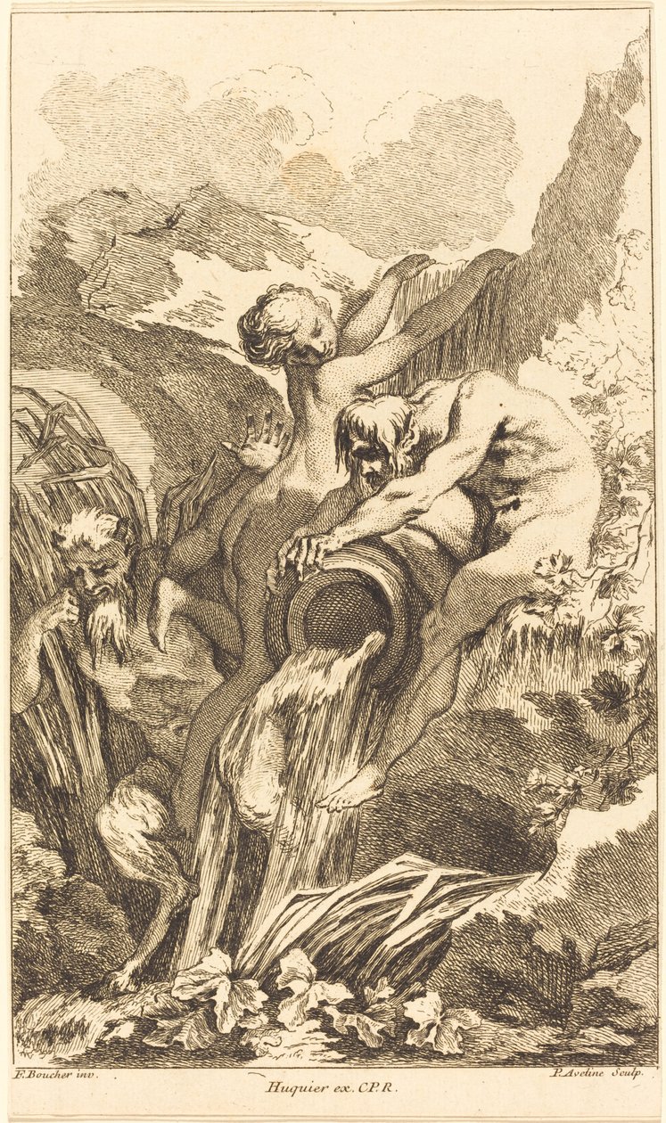 Satiro, ninfa e dio del fiume, in o dopo il 1736 da Pierre Alexandre Aveline