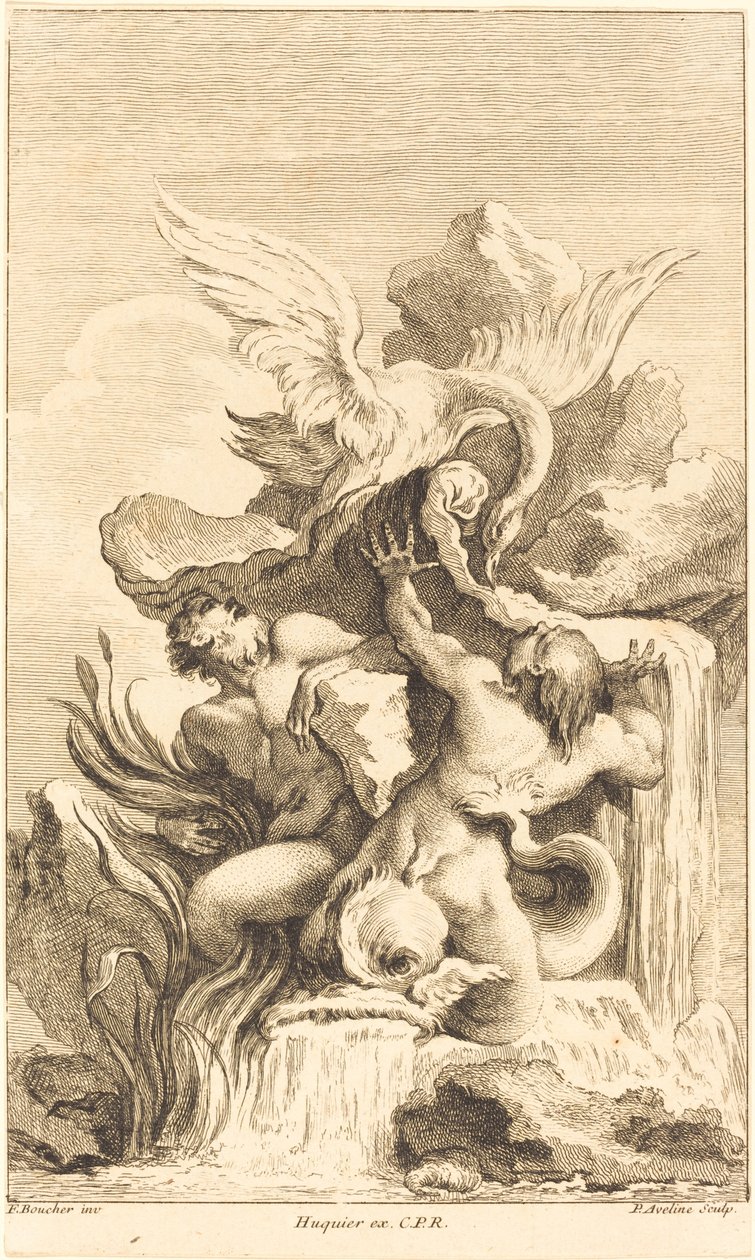 Due Tritoni e un Cigno da Pierre Alexandre Aveline after François Boucher