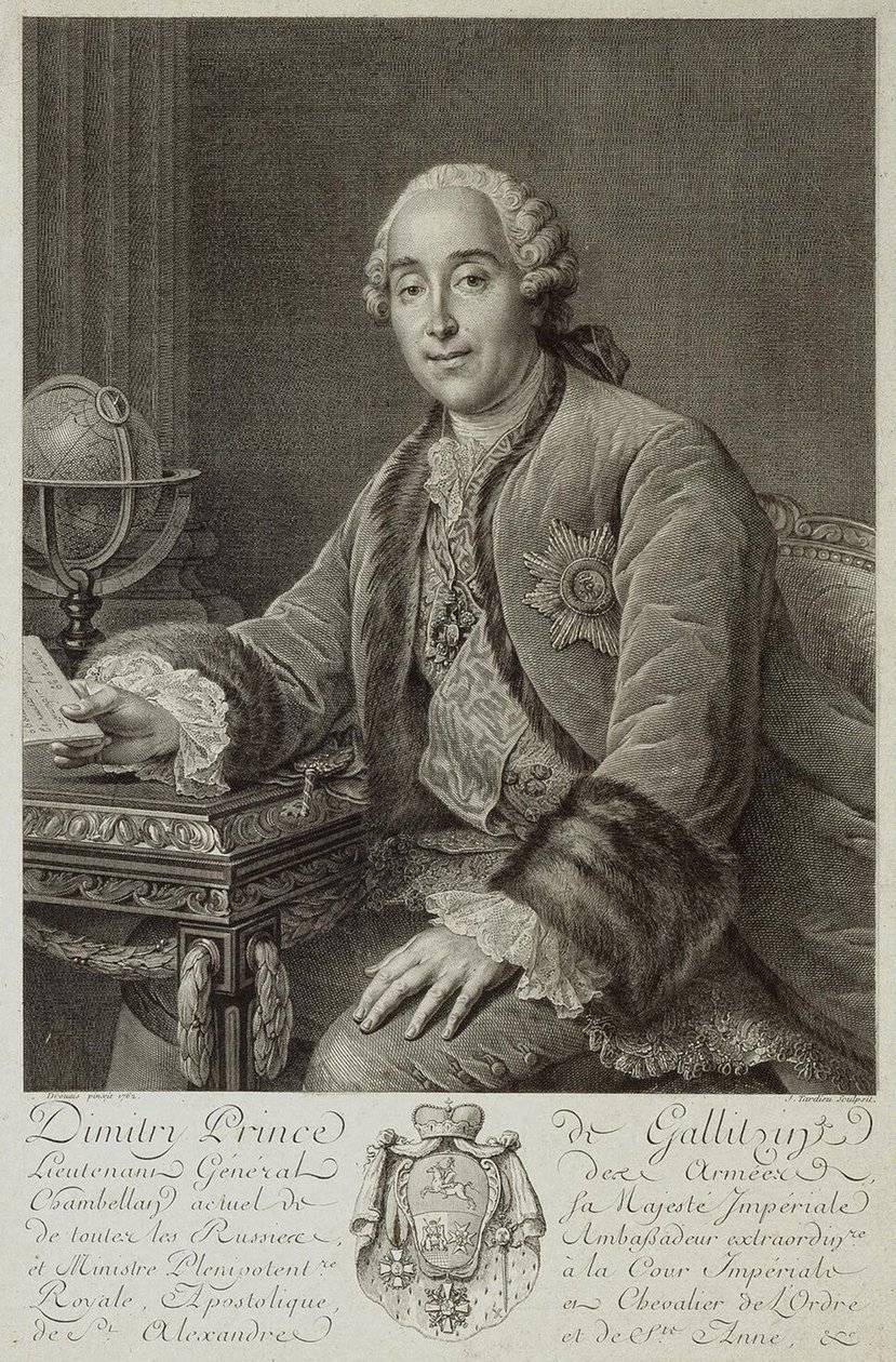 Ritratto del principe Dmitriy Mikhailovich Golitsyn 1721-1793, 1762 da Pierre Alexandre Tardieu