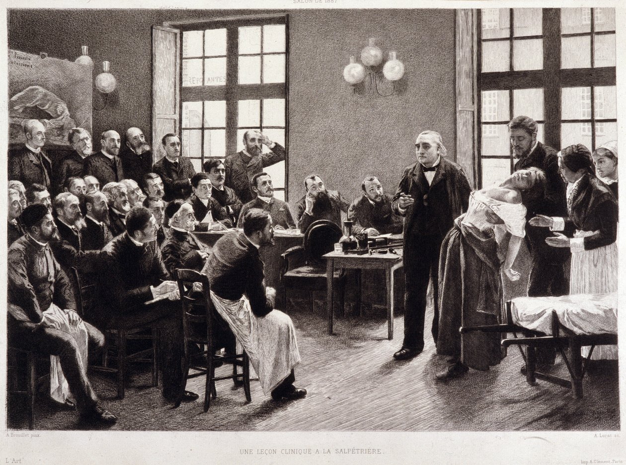Una lezione clinica del Dr. Charcot alla Salpêtrière nel 1887 da Pierre Andre (after) Brouillet