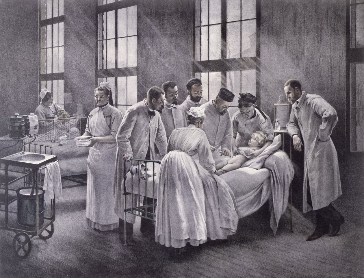 La croup curata dal dottor Roux, inciso da E. Buval da Pierre Andre Brouillet