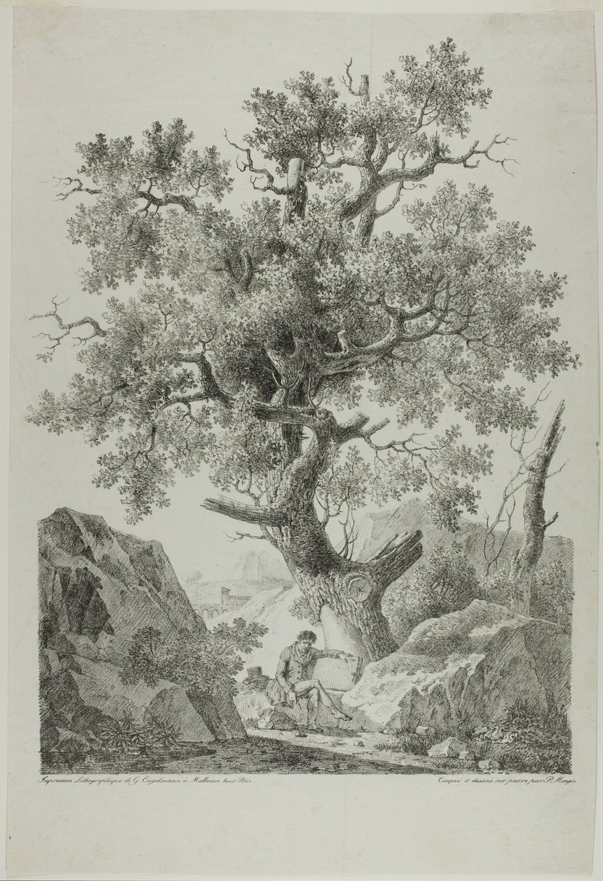 Artista in un paesaggio roccioso da Pierre Antoine Mongin