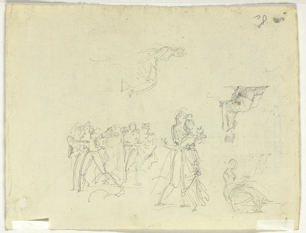 Foglio di schizzi: Folla e figure singole da Pierre Antoine Mongin