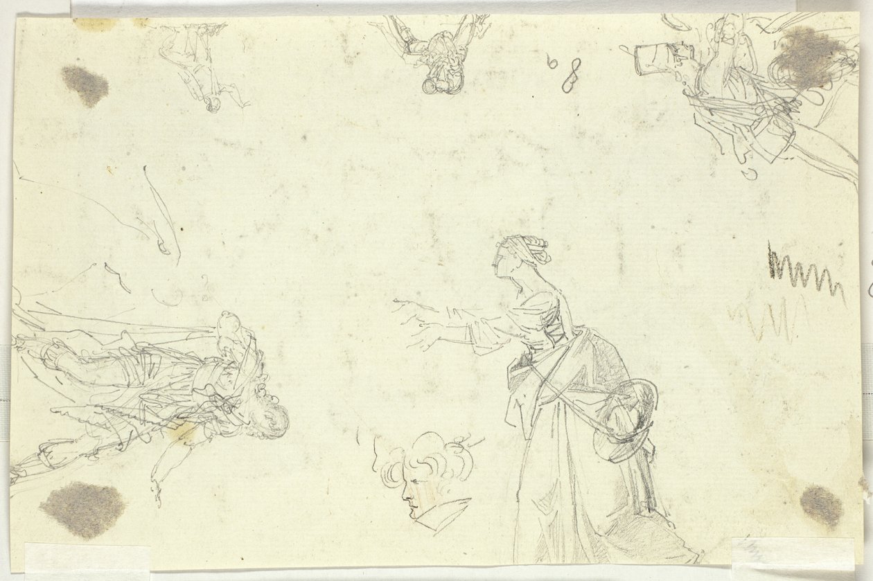 Foglio di schizzi: Uomini e donne da Pierre Antoine Mongin