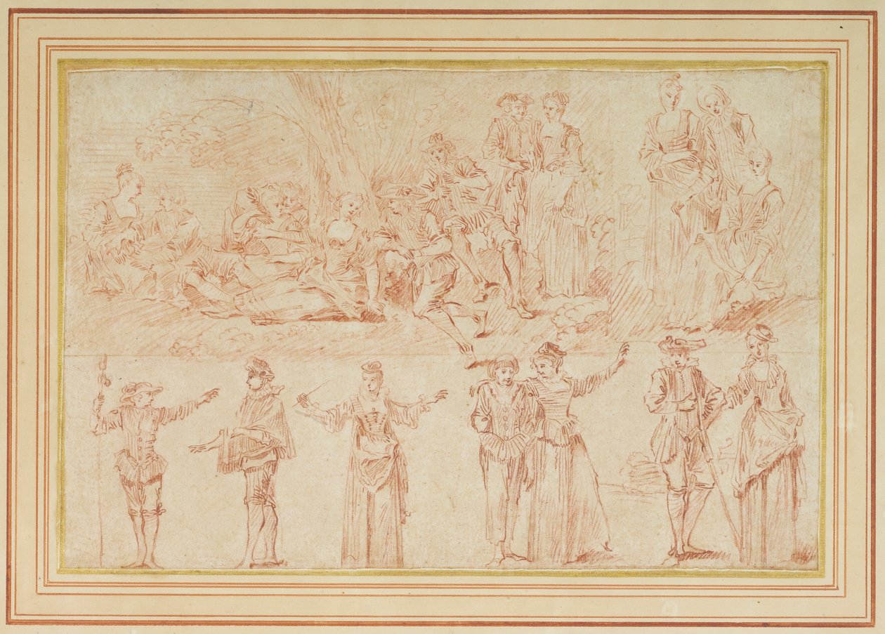 Due feste galanti e studi di figure singole e coppie da Pierre Antoine Quillard